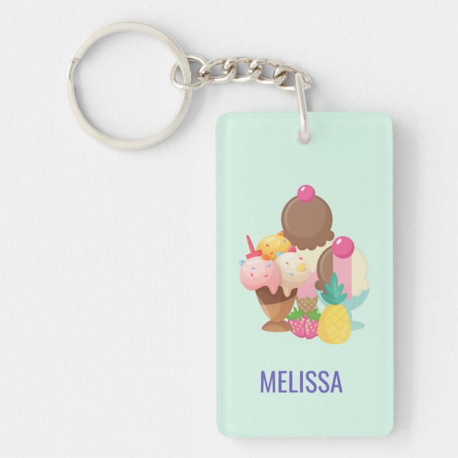 Ice Cream Scoops with Sprinkles Keychain (Front)