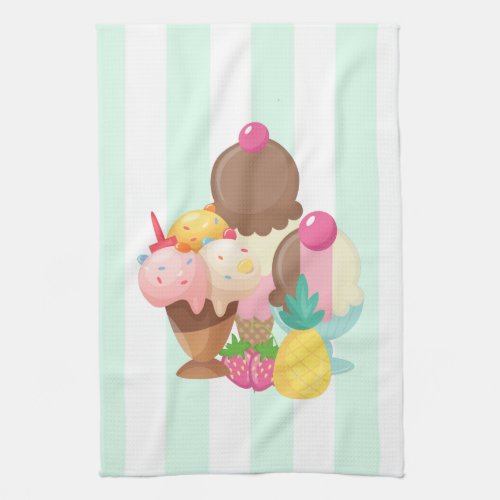 Ice Cream Scoops with Sprinkles Kitchen Towel