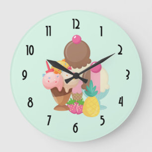 Ice Cream Scoops with Sprinkles Large Clock
