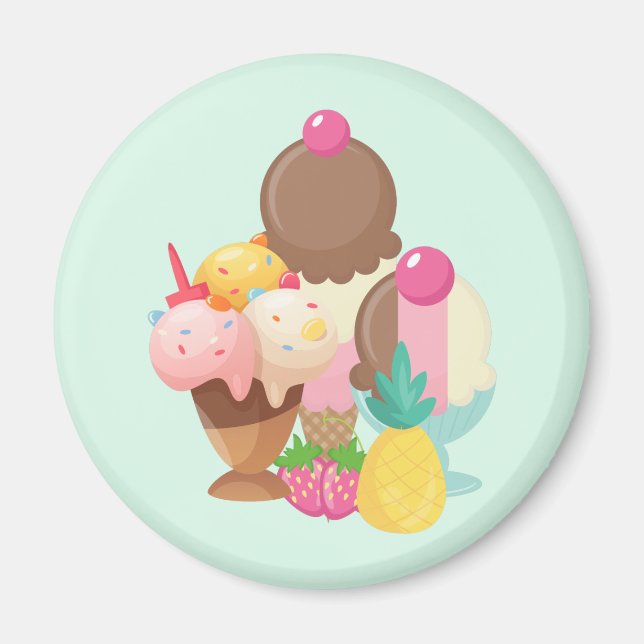 Ice Cream Scoops with Sprinkles Magnet (Front)