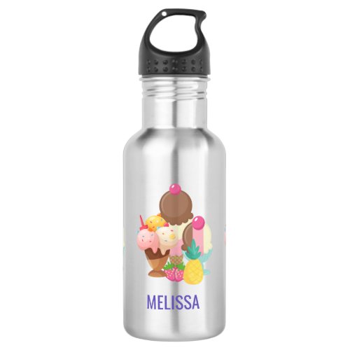 Ice Cream Scoops with Sprinkles Stainless Steel Water Bottle
