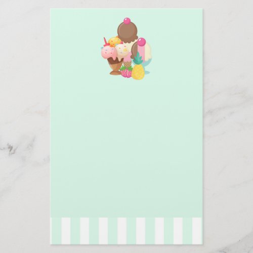 Ice Cream Scoops with Sprinkles Stationery
