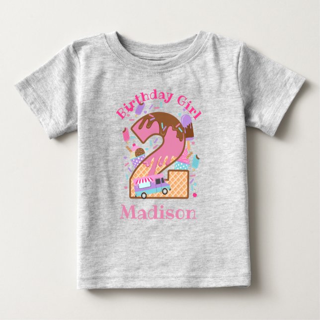 Ice Cream Second birthday toddler tshirts (Front)