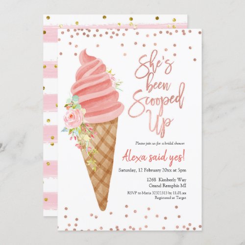 Ice cream shes been scooped bridal shower invitation