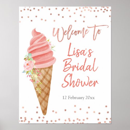 Ice Cream Shes Been Scooped Bridal Shower Welcome Poster