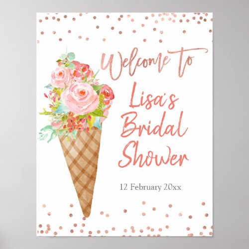 Ice Cream Shes Been Scooped Bridal Shower Welcome Poster