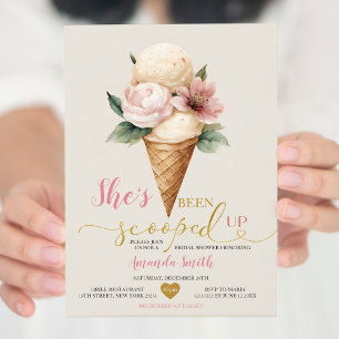 Ice Cream She's Been Scooped Up Bridal Shower Invitation