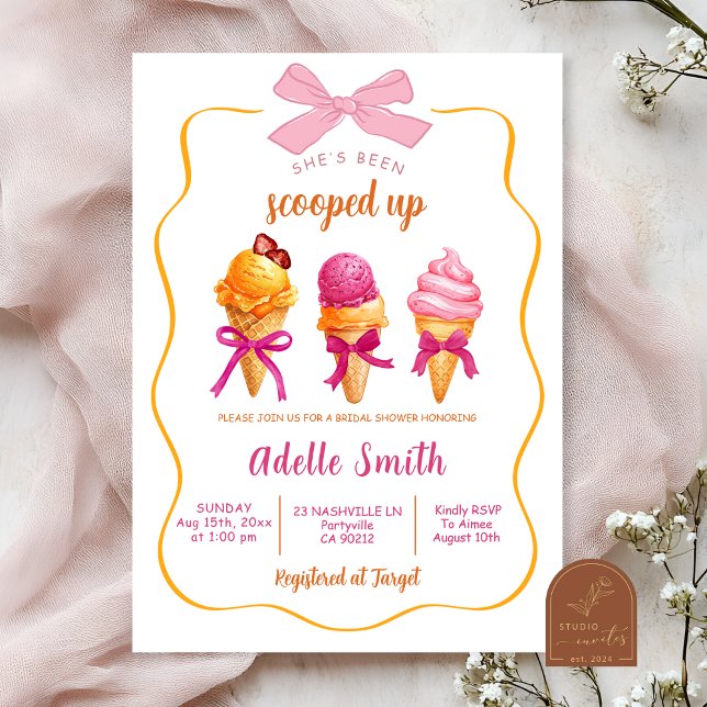 Ice Cream She's Been Scooped Up Bridal Shower Invitation (Creator Uploaded)