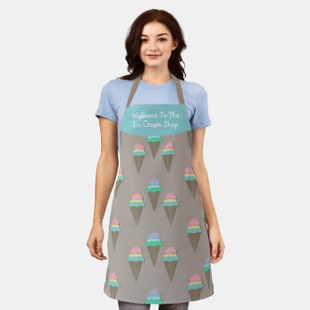 Ice Cream Shop All-over Print Apron by SayItNow at Zazzle