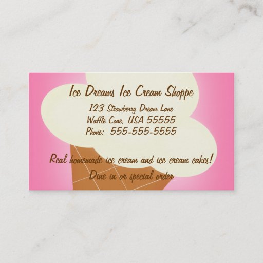 Customizable Ice Cream Shop Business Card
