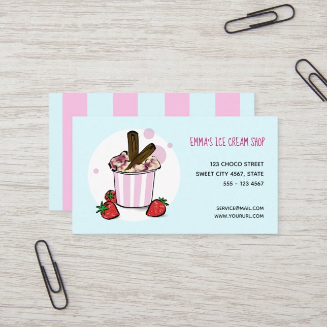 Ice Cream Shop Business Card (Front/Back In Situ)