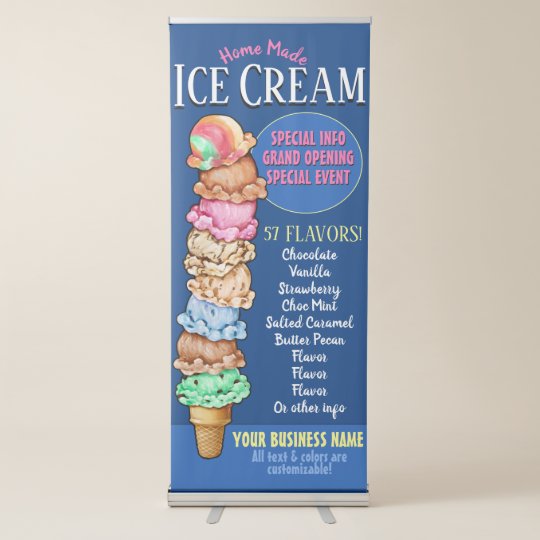 Ice Cream Shop Business Customizable Promotional Retractable Banner