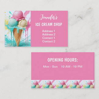 Ice Cream Shop Colorful Business Card