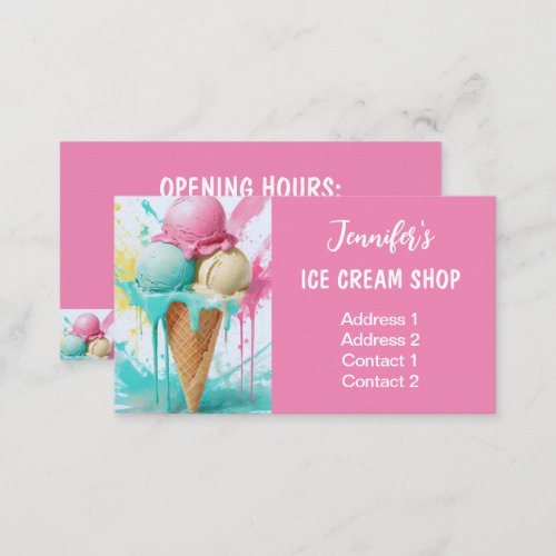 Ice Cream Shop Colorful Business Card