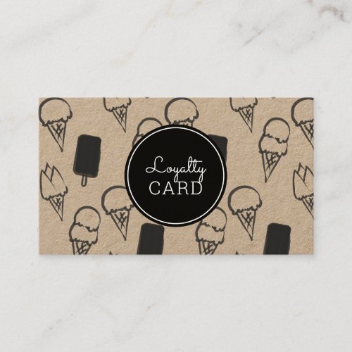 Ice Cream Shop Hand Painted Kraft Loyalty Card