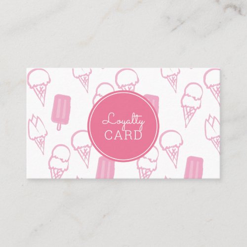 Ice Cream Shop Hand Painted Pink Loyalty Card