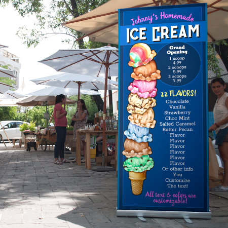 Ice Cream Shop Ice Cream Flavors Menu Advertising Retractable Banner