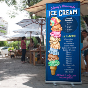 Ice Cream Shop Ice Cream Flavors Menu Advertising Retractable Banner