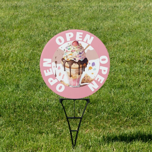 ICE CREAM SHOP (Ice Cream Sundae) OPEN  Sign (Insitu)