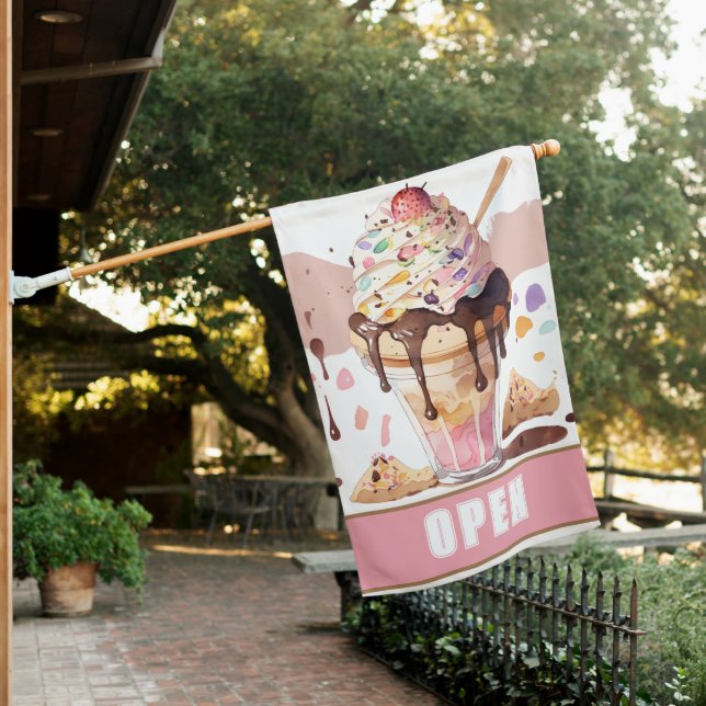 ICE CREAM SHOP OPEN  HOUSE FLAG (In SItu)
