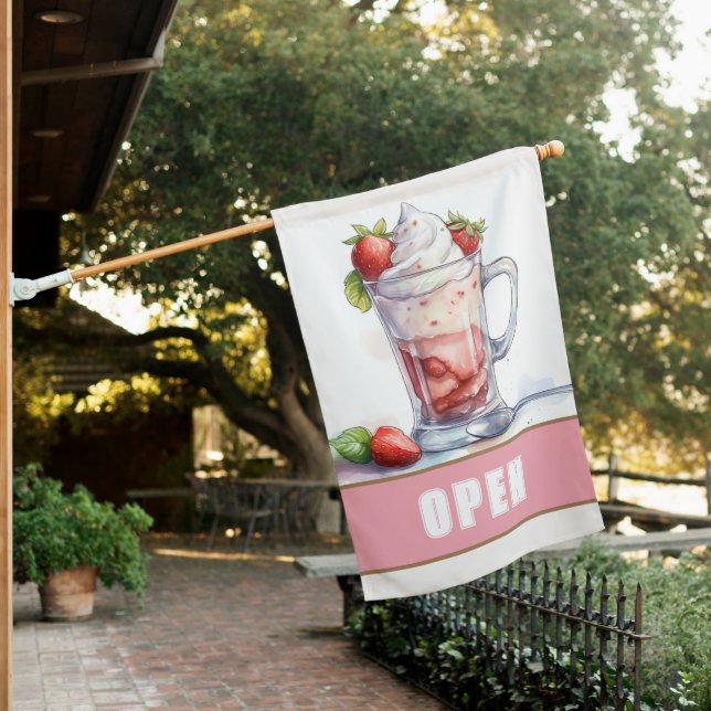 ICE CREAM SHOP OPEN SIGN STRAWBERRY FLOAT (In SItu)