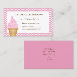 Ice Cream Shop Pink Chevron Business Cards