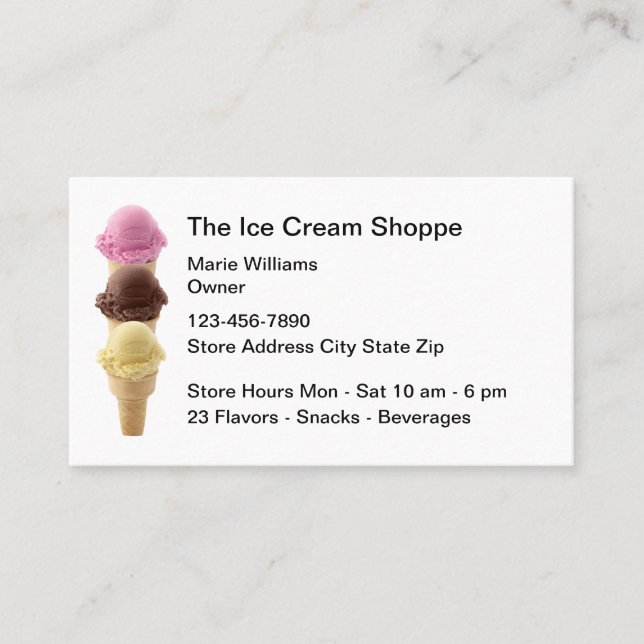 Ice Cream shop Retail Business Cards (Front)