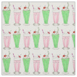 Ice Cream Shoppe Pink Green Shake Milkshake Print Fabric