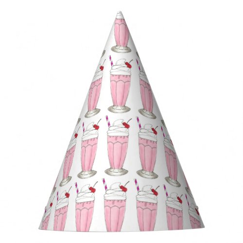 Ice Cream Shoppe Strawberry Pink Milkshake Foodie Party Hat