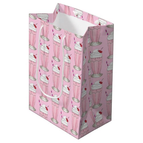 Ice Cream Shoppe Strawberry Pink Shake Milkshake Medium Gift Bag