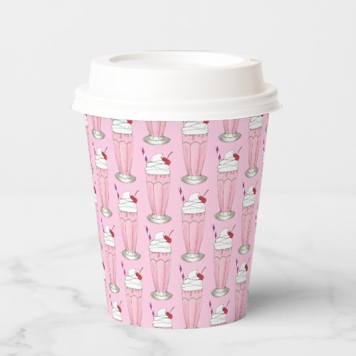 Ice Cream Shoppe Strawberry Pink Shake Milkshake Paper Cups