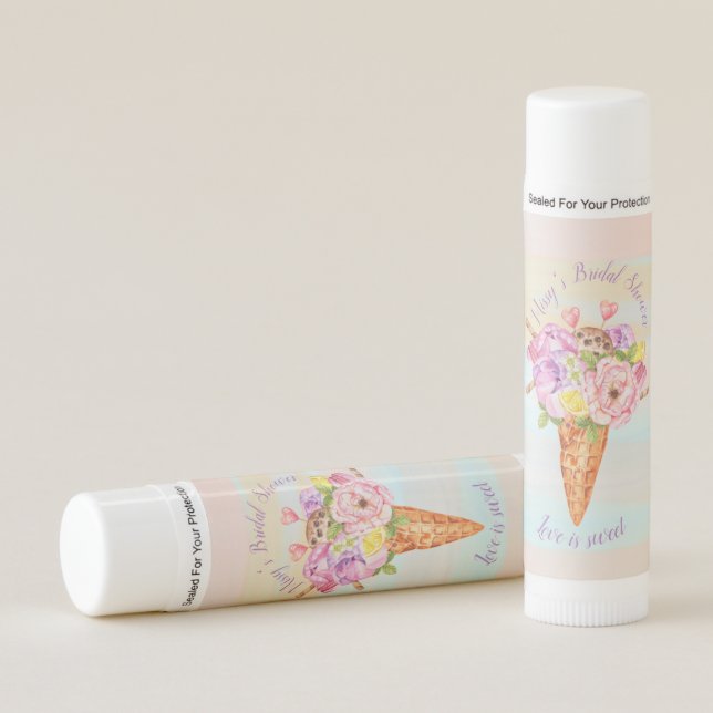 Ice cream shower, Bridal shower Favor  Lip Balm (Front)