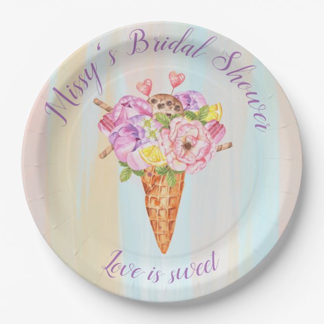 Ice cream shower, Bridal shower paper plates (Front)