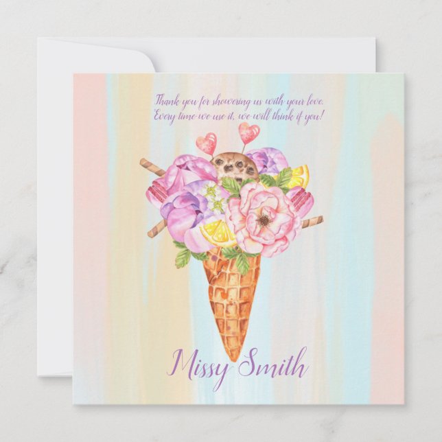 Ice cream shower, Bridal shower thank you Card (Front)