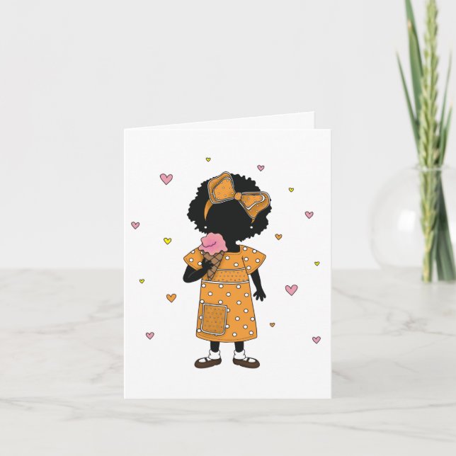 Ice Cream Sister w/ Hearts Note Card (Front)
