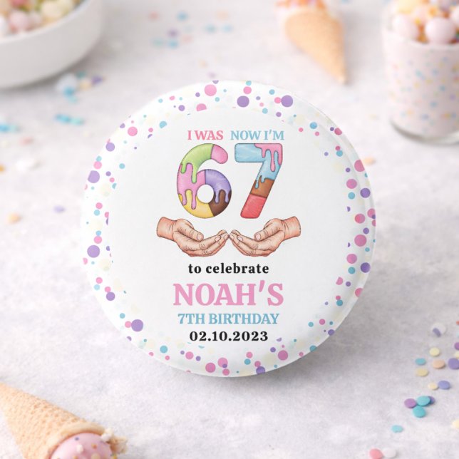 Ice Cream “Six Seven” 7th Birthday Party for Kids Button (Ice Cream “Six Seven” 7th Birthday Party for Kids Button)