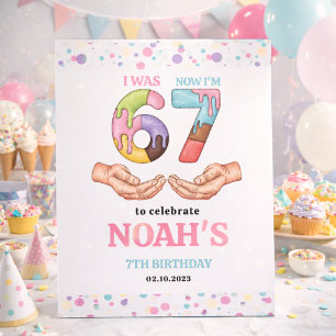Ice Cream “Six Seven” 7th Birthday Party for Kids Foam Board