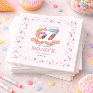 Ice Cream “Six Seven” 7th Birthday Party for Kids Napkins