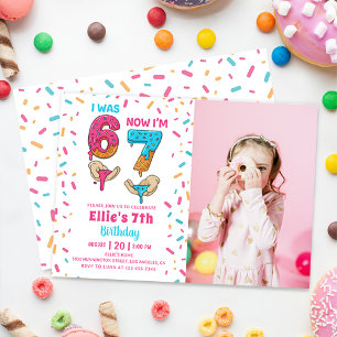 Ice Cream Six Seven Girl Birthday Photo Invitation