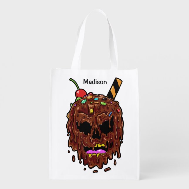 Ice Cream Skull custom name reusable bag (Back)