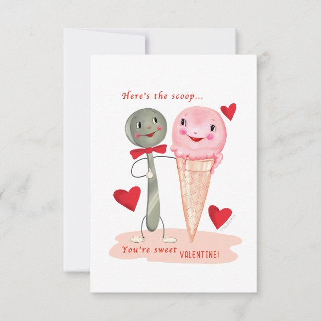 Ice Cream Small Traditional Vintage Valentine  Invitation (Front)