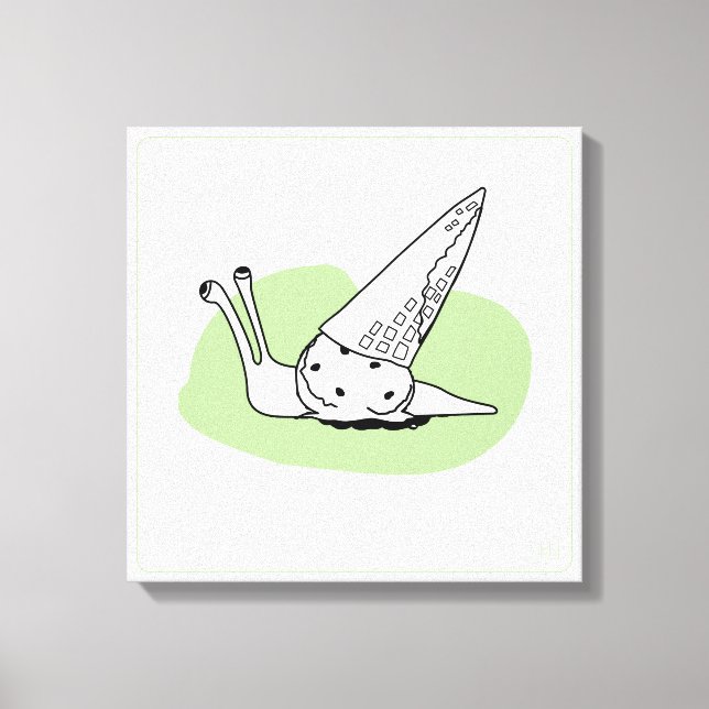 Ice Cream Snail - Stupid Cool Minty Sliding Canvas Print (Front)
