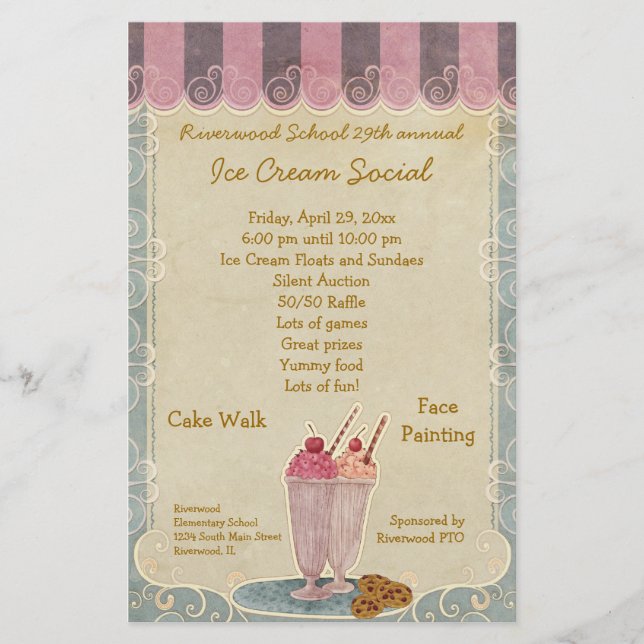 Ice Cream Social Announcement Flyer (Front)