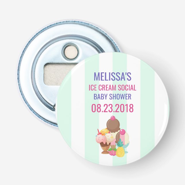 Ice Cream Social Baby Shower Event Bottle Opener (Front)