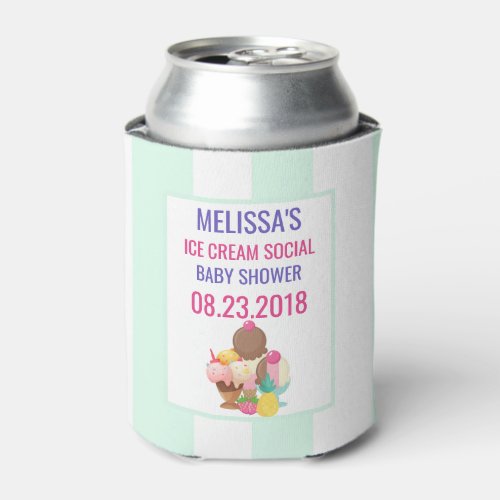 Ice Cream Social Baby Shower Event Can Cooler