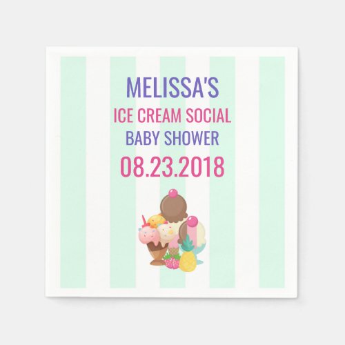 Ice Cream Social Baby Shower Event Napkins