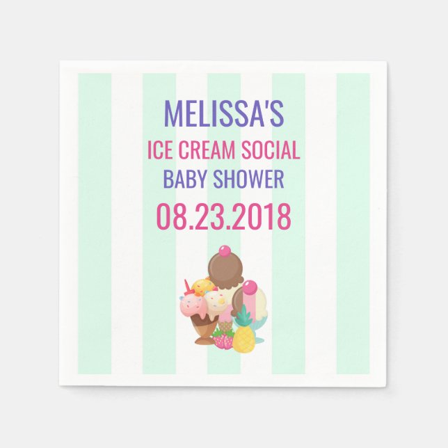 Ice Cream Social Baby Shower Event Napkins (Front)