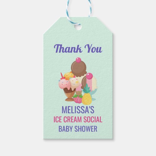 Ice Cream Social Baby Shower Event Thank You Gift Tags