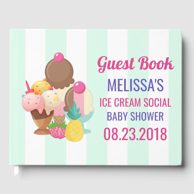 Ice Cream Social baby Shower Guest Book (Front)