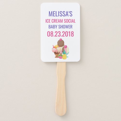 Ice Cream Social Baby Shower Hand Fan